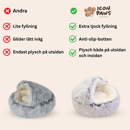 IconPaws® Lyxigt Lugnande Sovnäste – För Katter & Små Hundar