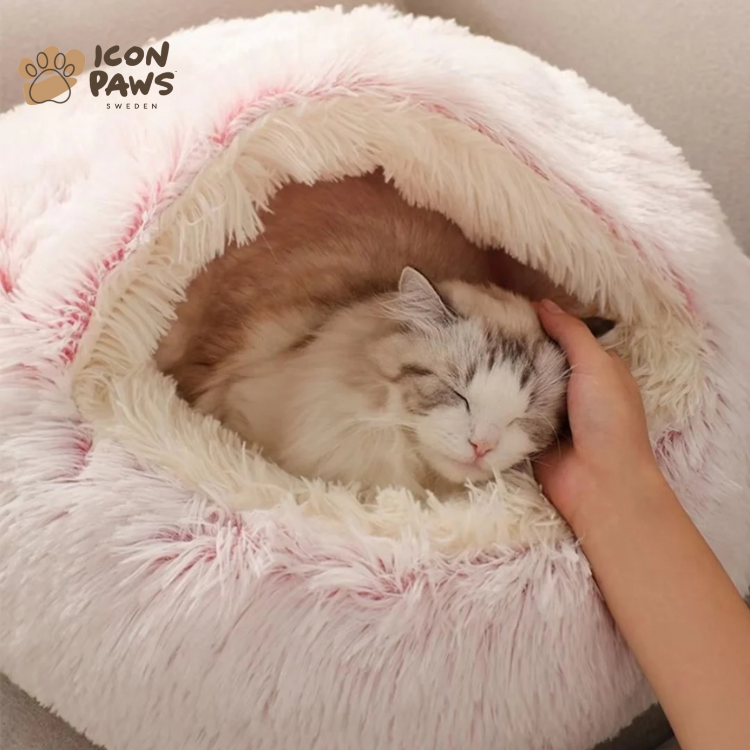 IconPaws® Lyxigt Lugnande Sovnäste – För Katter & Små Hundar