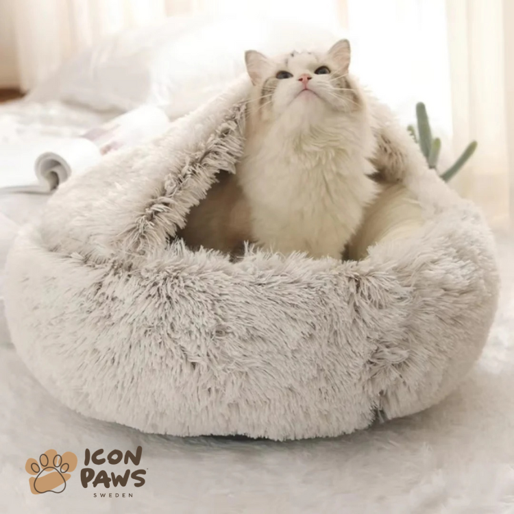 IconPaws® Lyxigt Lugnande Sovnäste – För Katter & Små Hundar