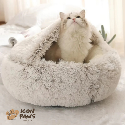 IconPaws® Lyxigt Lugnande Sovnäste – För Katter & Små Hundar